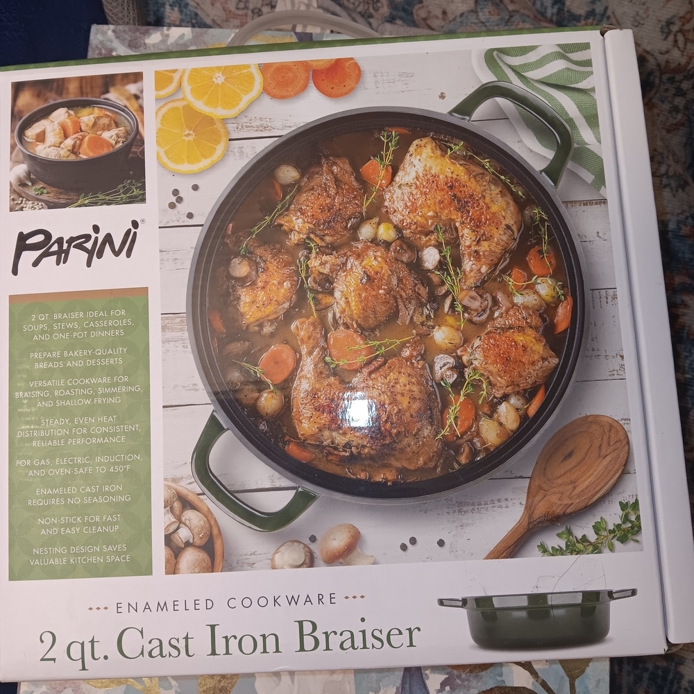 Parini Green Enameled Cast Iron Braiser - 2 Qt